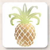 PixDezines金ゴールドPineapple/DIYの背景 コースター (正面)