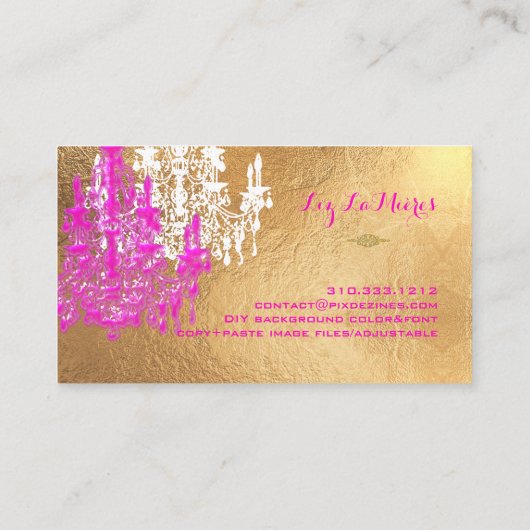 PixDezines金フェイク箔シャンデリア/DIYカラー 名刺 (裏面)