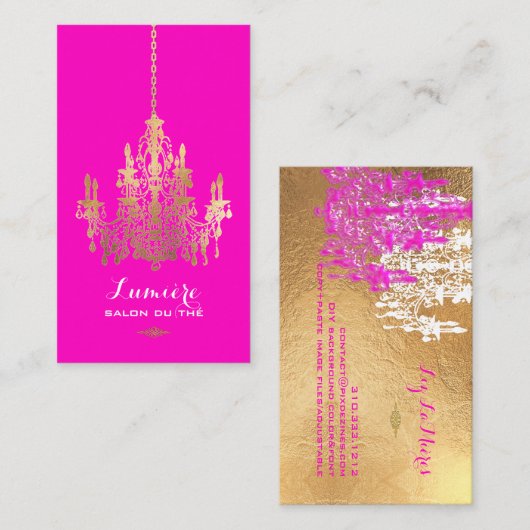 PixDezines金フェイク箔シャンデリア/DIYカラー 名刺 (正面/裏面)