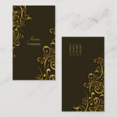 PixDezines金箔の鉄の渦巻き/ダークチョコレート/金ゴールド 名刺 (正面/裏面)