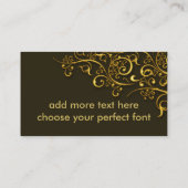 PixDezines金箔の鉄の渦巻き/ダークチョコレート/金ゴールド 名刺 (裏面)