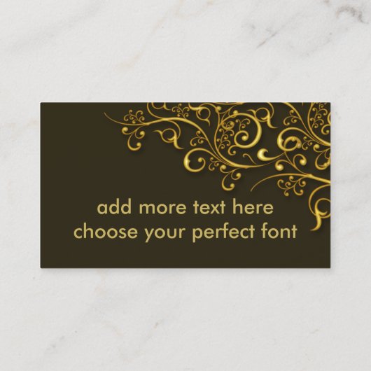 PixDezines金箔の鉄の渦巻き/ダークチョコレート/金ゴールド 名刺 (裏面)