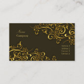 PixDezines金箔の鉄の渦巻き/ダークチョコレート/金ゴールド 名刺 (正面)