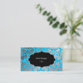 PixDezines銀バロフェイクーク・ダマスアクアブルー 名刺 (スタンド正面)