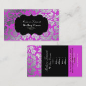 PixDezines銀バロフェイクーク・ダマスク・マゼンタ 名刺 (正面/裏面)