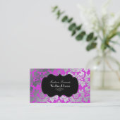 PixDezines銀バロフェイクーク・ダマスク・マゼンタ 名刺 (スタンド正面)