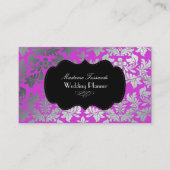 PixDezines銀バロフェイクーク・ダマスク・マゼンタ 名刺 (正面)