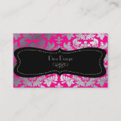 PixDezines銀フェイクバロックダマスクホットピンク 名刺 (正面)
