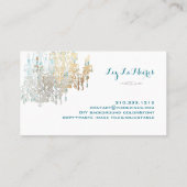 PixDezines銀フェイク箔シャンデリア+ティール（緑がかった色） 名刺 (裏面)