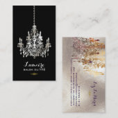 PixDezines銀フェイク箔シャンデリア/DIYカラー 名刺 (正面/裏面)