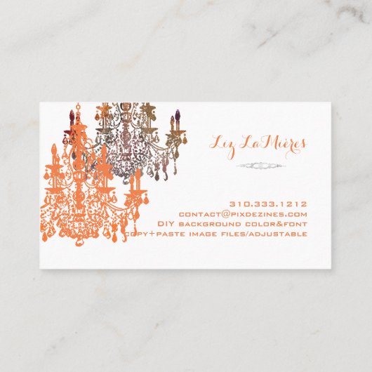 PixDezines銀フェイク箔シャンデリア/DIYカラー 名刺 (裏面)