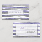 PixDezines銀フェイク+紫フォイルストライプ 名刺 (正面/裏面)