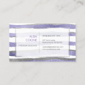 PixDezines銀フェイク+紫フォイルストライプ 名刺 (裏面)