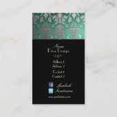 PixDezines銀フフェイクローラのダマスク/色 名刺 (裏面)