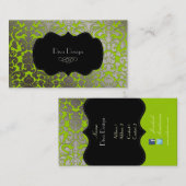 PixDezines銀フフェイクローラのダマスク/色 名刺 (正面/裏面)