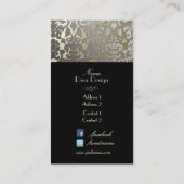 PixDezines銀フフェイクローラのダマスク/色 名刺 (裏面)