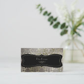 PixDezines銀フフェイクローラのダマスク/色 名刺 (スタンド正面)