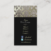 PixDezines銀フフェイクローラのダマスク/色 名刺 (裏面)