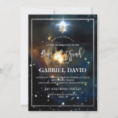 PixDezines銀河系バー（ユダヤ教の）バル・ミツバーシルバー 招待状 (裏面)