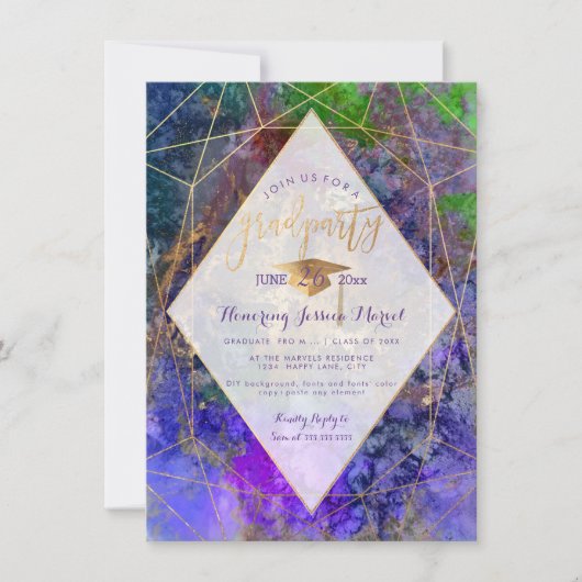 PixDezines銀河系抽象芸術卒業パーティー 招待状 (正面)