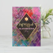 PixDezines銀河系抽象芸術幾何学的バルミツワー 招待状 (スタンド正面)