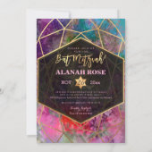 PixDezines銀河系抽象芸術幾何学的バルミツワー 招待状 (裏面)