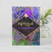 PixDezines銀河系抽象芸術幾何学的バルミツワー 招待状 (スタンド正面)