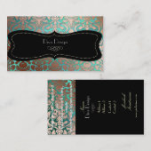 PixDezines銅フェイクフローラダマスク/ダイバックグラウンド 名刺 (正面/裏面)