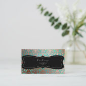 PixDezines銅フェイクフローラダマスク/ダイバックグラウンド 名刺 (スタンド正面)