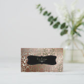 PixDezines銅フェイクフローラダマスク/ダイバックグラウンド 名刺 (スタンド正面)