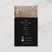 PixDezines銅フェイクフローラダマスク/ダイバックグラウンド 名刺 (裏面)