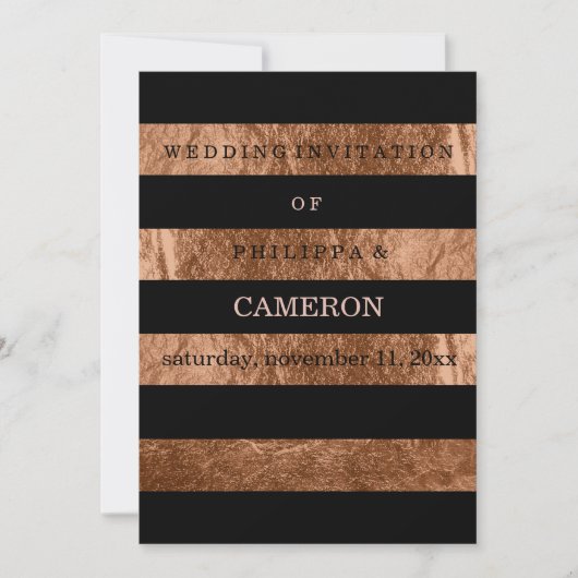 PixDezines銅フェイク箔ストライプ/DIYカラー 招待状 (正面)