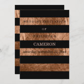 PixDezines銅フェイク箔ストライプ/DIYカラー 招待状 (正面/裏面)