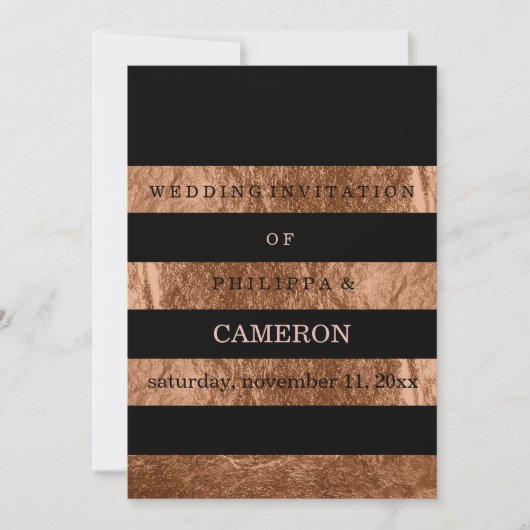 PixDezines銅フェイク箔ストライプ/DIYカラー 招待状 (正面)