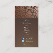 PixDezines銅フフェイクローラのダマスク/日の背景 名刺 (裏面)