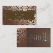 PixDezines銅フフェイクローラのダマスク/日の背景 名刺 (正面/裏面)