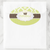 PixDezines鍵ライムカップケーキ+ダマスク/DIYカラー 楕円形シール (バッグ)