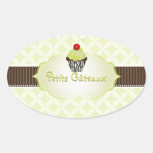 PixDezines鍵ライムカップケーキ+ラティス/DIYカラー 楕円形シール (正面)