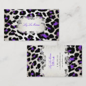 PixDezines電動パープルヒョウ/シャンパン 名刺 (正面/裏面)