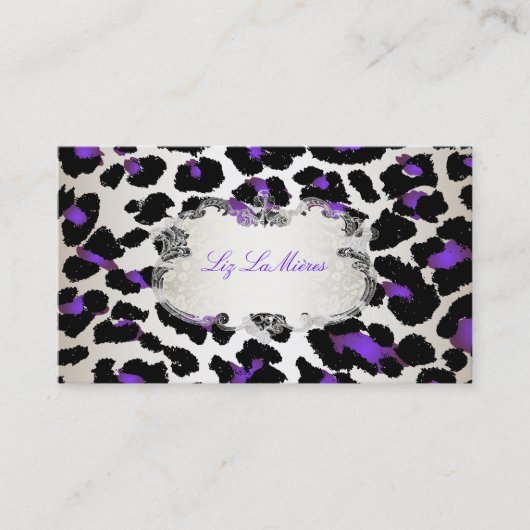 PixDezines電動パープルヒョウ/シャンパン 名刺 (正面)
