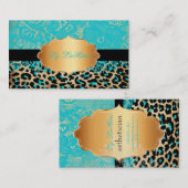 PixDezines青いヴィンテージレース+チーズ 名刺 (正面/裏面)