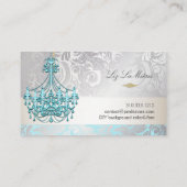 PixDezines青色結晶シャンデリア/ダマスク/DIY 名刺 (裏面)