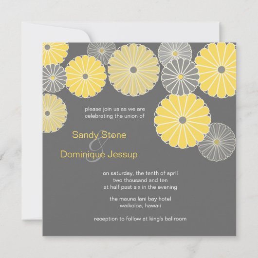 PixDezines黄菊（菊） 招待状 (裏面)