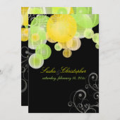 PixDezines黄+緑のランタン 招待状 (正面/裏面)