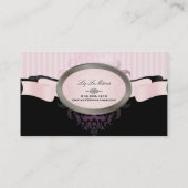 PixDezines黒、ピンク、白、調整可能なストライプ 名刺 (裏面)