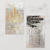 PixDezines黒+金ゴールドシャンデリア/シフェイクルバー 名刺 (正面/裏面)