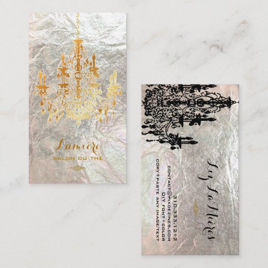 PixDezines黒+金ゴールドシャンデリア/シフェイクルバー 名刺 (正面/裏面)