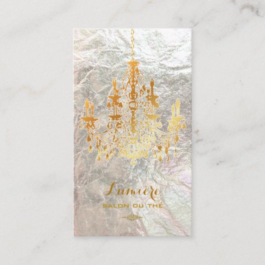 PixDezines黒+金ゴールドシャンデリア/シフェイクルバー 名刺 (正面)