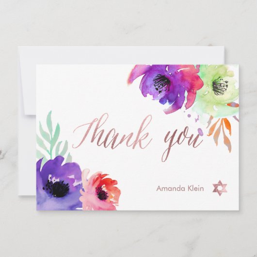 PixDezines ありがとう/花/水彩/バラ サンキューカード (正面)