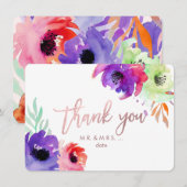 PixDezines ありがとう/花/水彩/バラ サンキューカード (正面/裏面)